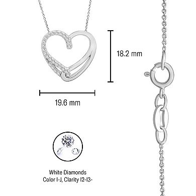 Sterling Silver 1/4 Carat T.W. Diamond Heart Pendant Necklace