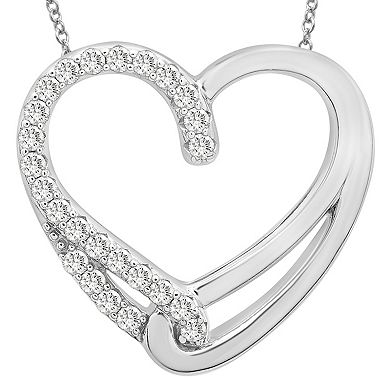 Sterling Silver 1/4 Carat T.W. Diamond Heart Pendant Necklace