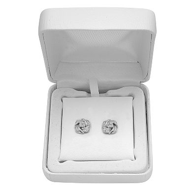 Sterling Silver 1/4 Carat T.W. Diamond Cluster Knot Stud Earrings