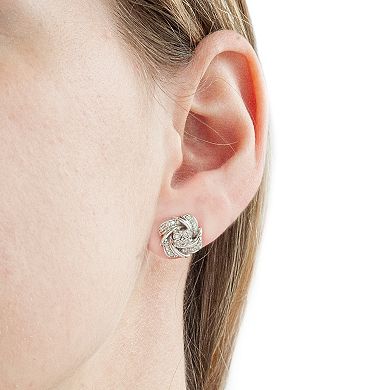 Sterling Silver 1/4 Carat T.W. Diamond Cluster Knot Stud Earrings