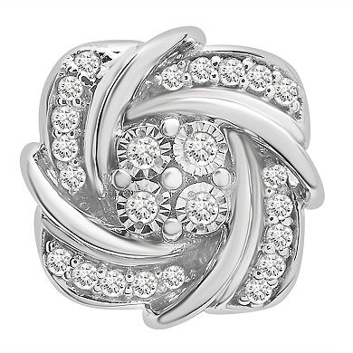 Sterling Silver 1/4 Carat T.W. Diamond Cluster Knot Stud Earrings