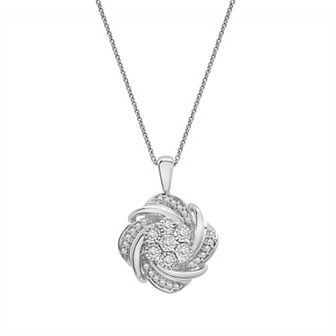 Sterling Silver 1/4 Carat T.W. Diamond Cluster Knot Pendant
