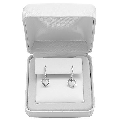Sterling Silver 1/8 Carat T.W. Diamond Heart Drop Earrings