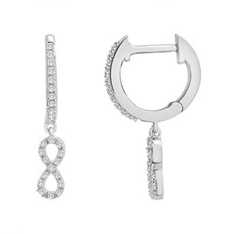 Sterling Silver 1/8 Carat T.W. Diamond Infinity Drop Earrings