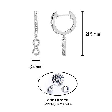 Sterling Silver 1/8 Carat T.W. Diamond Infinity Drop Earrings