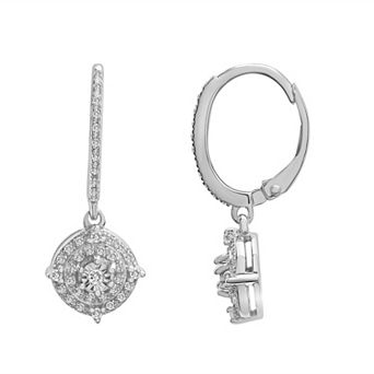 Sterling Silver 1/4 Carat T.W. Diamond & Tiered Circle Drop Earrings