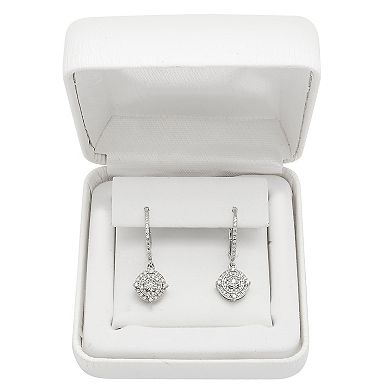 Sterling Silver 1/4 Carat T.W. Diamond & Tiered Circle Drop Earrings