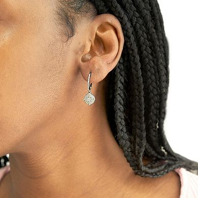 Sterling Silver 1/4 Carat T.W. Diamond & Tiered Circle Drop Earrings