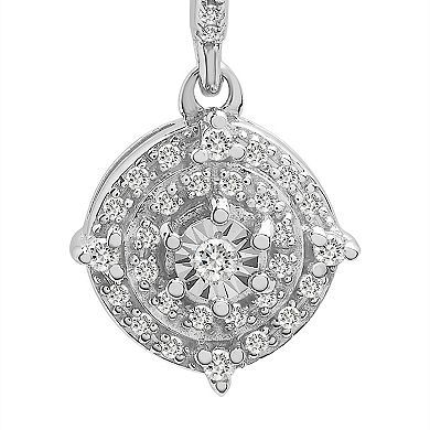 Sterling Silver 1/4 Carat T.W. Diamond & Tiered Circle Drop Earrings