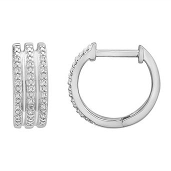 Sterling Silver 1/10 Carat T.W. Diamond Hoop Earrings