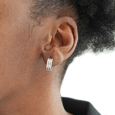 Sterling Silver 1/10 Carat T.W. Diamond Hoop Earrings