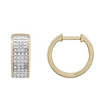 Gold Over Silver 1/4 Carat T.W. Diamond Multi-Row Hoop Earrings
