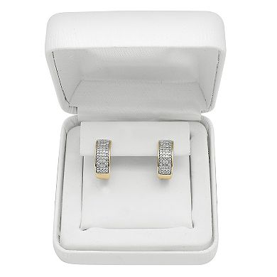 Gold Over Silver 1/4 Carat T.W. Diamond Multi-Row Hoop Earrings