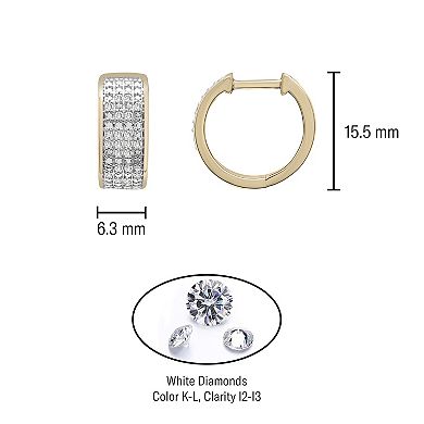 Gold Over Silver 1/4 Carat T.W. Diamond Multi-Row Hoop Earrings