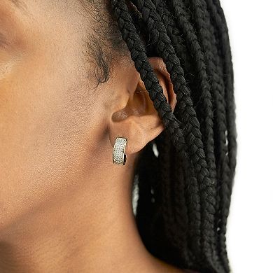 Gold Over Silver 1/4 Carat T.W. Diamond Multi-Row Hoop Earrings