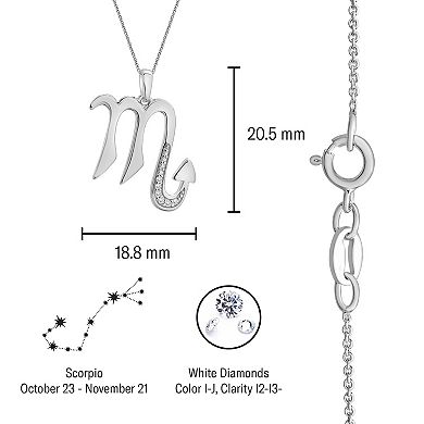 Sterling Silver Diamond Accent Zodiac Sign Pendant