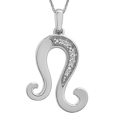 Sterling Silver Diamond Accent Zodiac Sign Pendant