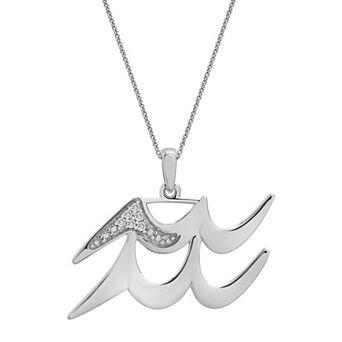 Sterling Silver Diamond Accent Zodiac Sign Pendant Necklace