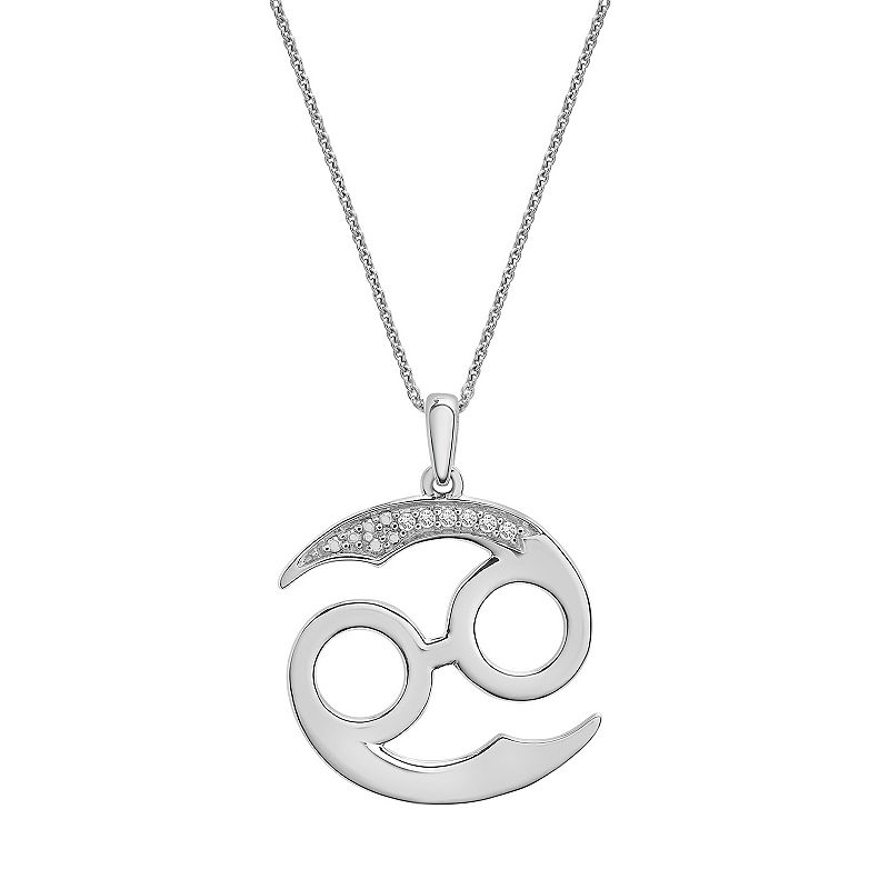Sterling Silver Diamond Accent Zodiac Sign Pendant, Womens, Size: 18, W