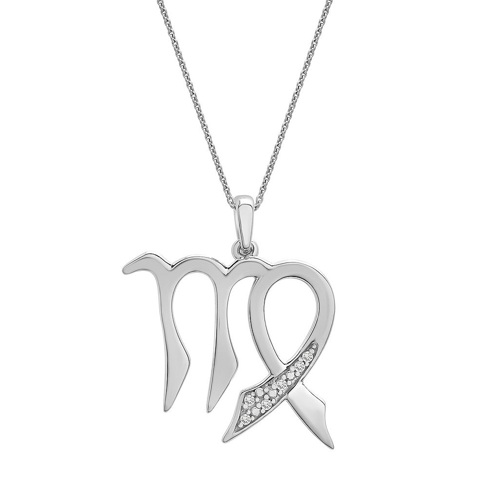Sterling Silver Diamond Accent Zodiac Sign Pendant Necklace