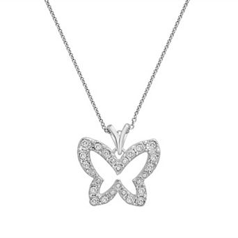 Sterling Silver 1/10 Carat T.W. Diamond Butterfly Pendant