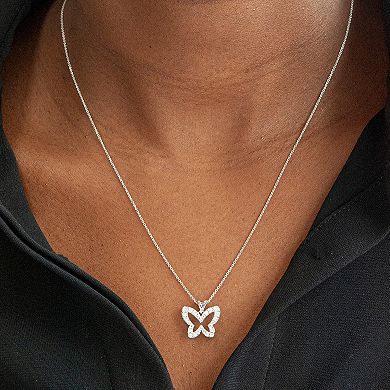 Sterling Silver 1/10 Carat T.W. Diamond Butterfly Pendant