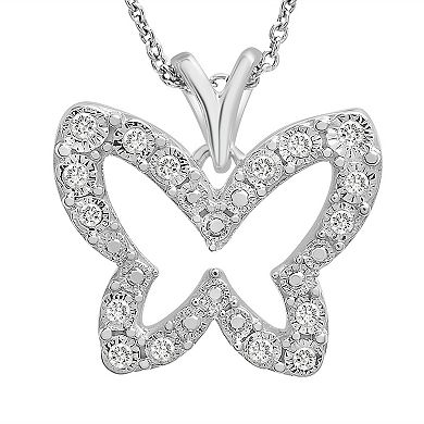 Sterling Silver 1/10 Carat T.W. Diamond Butterfly Pendant