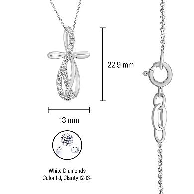 Sterling Silver 1/4 Carat T.W. Diamond Cross Pendant Necklace