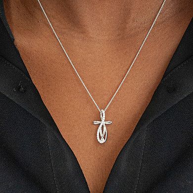 Sterling Silver 1/4 Carat T.W. Diamond Cross Pendant Necklace