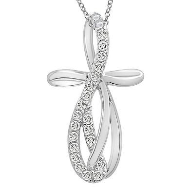 Sterling Silver 1/4 Carat T.W. Diamond Cross Pendant Necklace