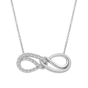 Sterling Silver 1/4 Carat T.W. Diamond Horizontal Infinity Pendant Necklace