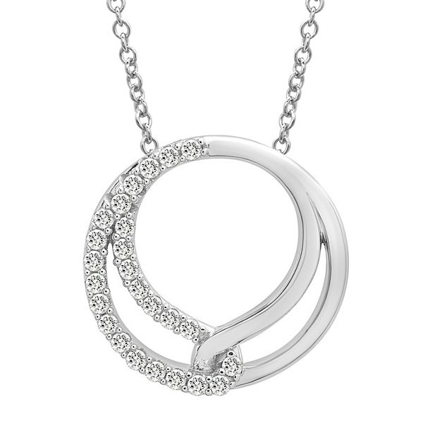 .925 Sterling Silver 1/4 Cttw Diamond Swirl Shape Pendant Necklace (I-J, I2-I3)