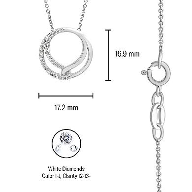Sterling Silver 1/4 Carat T.W. Diamond Double Circle Necklace