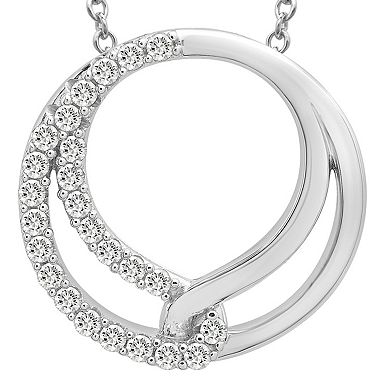 Sterling Silver 1/4 Carat T.W. Diamond Double Circle Necklace