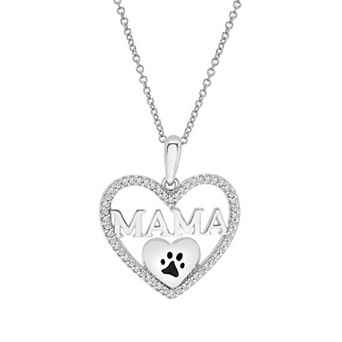 Sterling Silver 1/8 Carat T.W. Diamond "Dog Mama" Pendant Necklace