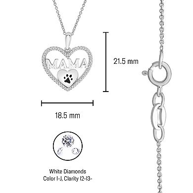 Sterling Silver 1/8 Carat T.W. Diamond "Dog Mama" Pendant Necklace