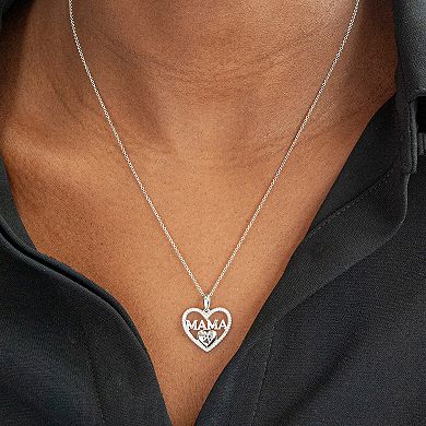 Sterling Silver 1/8 Carat T.W. Diamond "Dog Mama" Pendant Necklace
