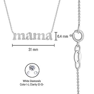 Sterling Silver 1/8 Carat T.W. Diamond "Mama" Necklace