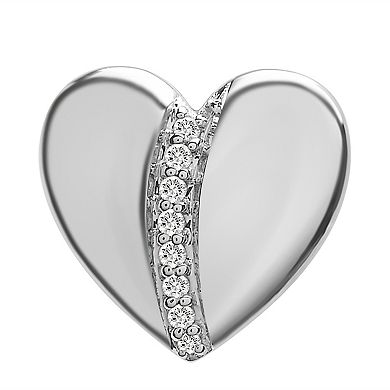 Sterling Silver 1/8 Carat T.W. Diamond Heart Earrings & Pendant Box Set