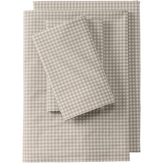 Lands' End 300 Thread Count Premium Supima Cotton Percale Yarn-Dyed Bed Sheet Set with Pillowcases