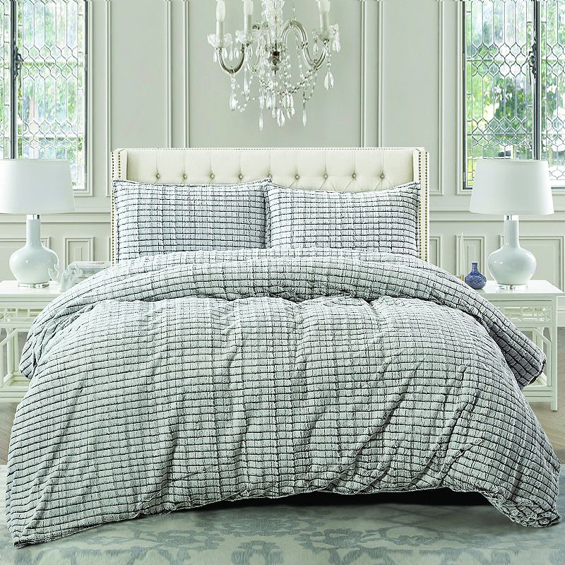 Serenta Shar Pei Faux Fur Duvet Cover Set with Shams, Multicolor, King