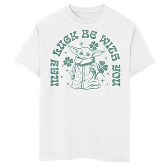 Boys 6-20 Star Wars The Mandalorian Grogu aka Baby Yoda Center Portrait May Luck Be With You Graphic Tee