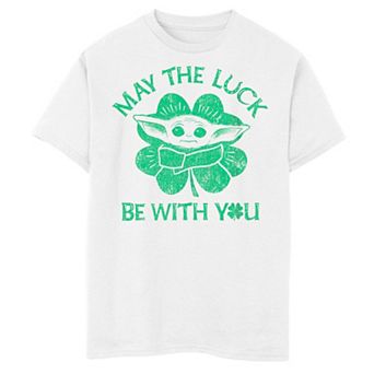 Boys 8-20 Star Wars The Mandalorian Grogu aka Baby Yoda Portrait May The Luck Be With You Graphic Tee
