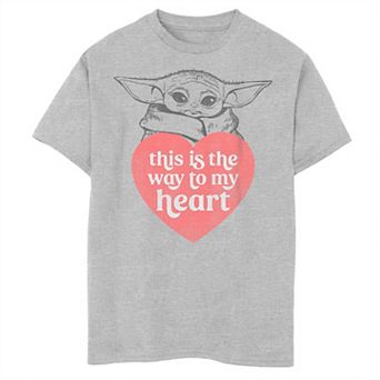 Boys 8-20 Star Wars The Mandalorian Center Portrait Of Grogu aka Baby Yoda This Is The Way To My Heart Graphic Tee