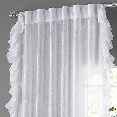 Eff Faux Linen Ruffle Sheer Window Curtain