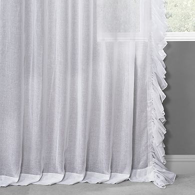 Eff Faux Linen Ruffle Sheer Window Curtain