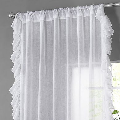 Eff Faux Linen Ruffle Sheer Window Curtain