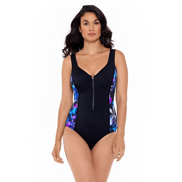 reebok zip front swimsuit