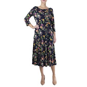 Women's Nina Leonard Sylvania Floral Midi Dress