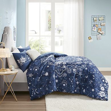 Intelligent Design Luna Antimicrobial and Hypoallergenic Celestial Comforter Set with Coordinating Pillow